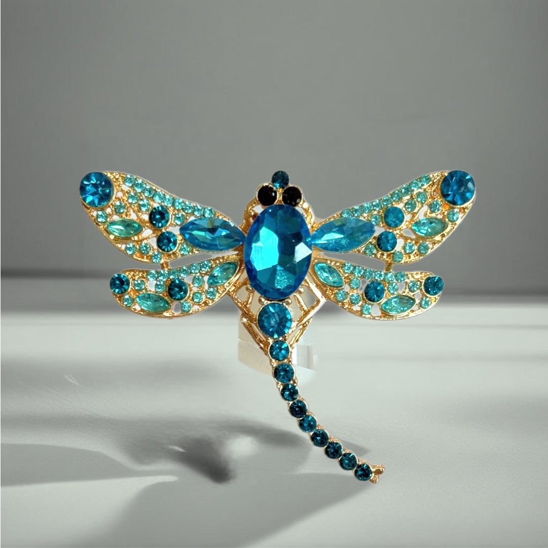 Blue Bling Dragonfly Deluxe Straw Topper