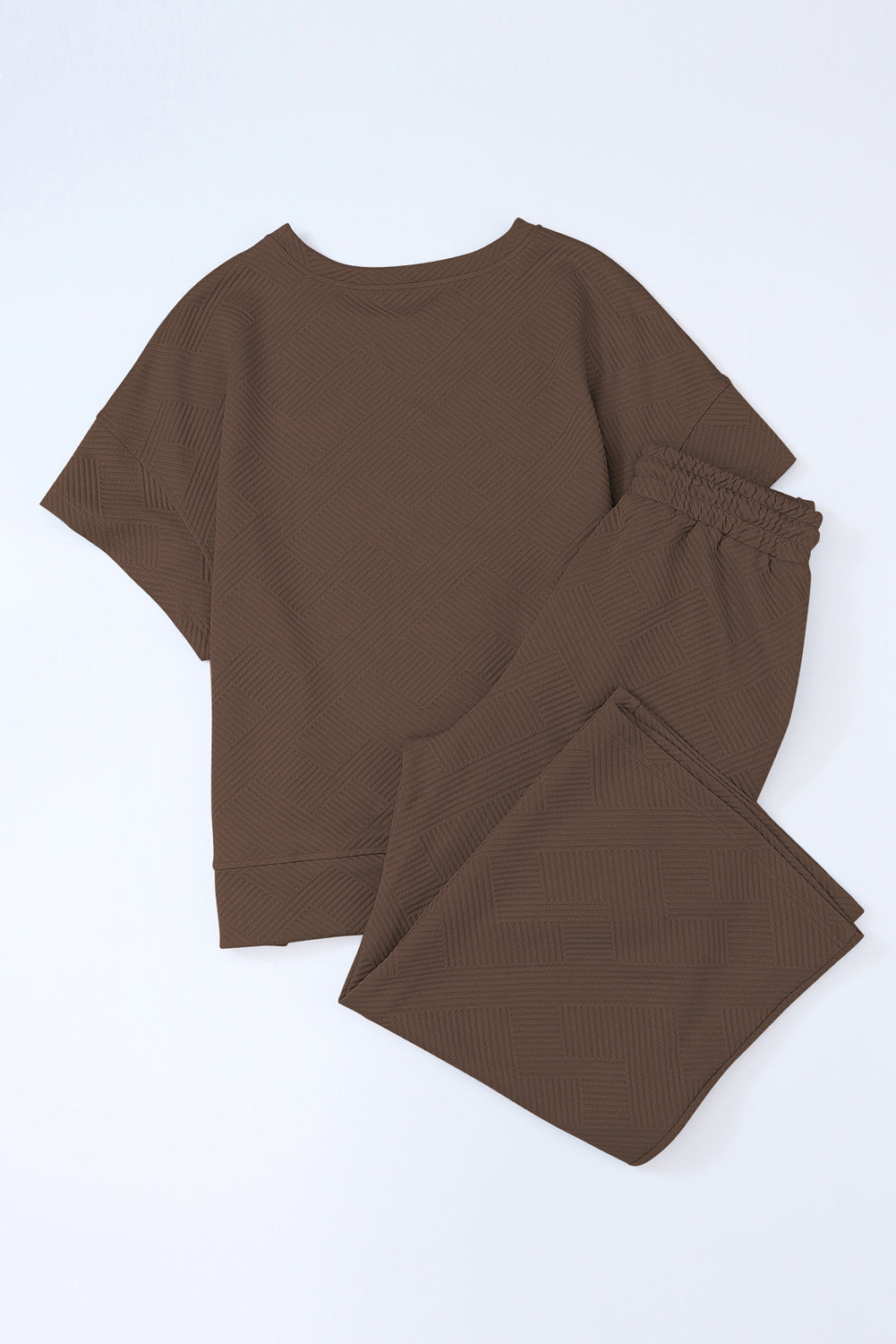 6 Color Choices - Textured Loose Fit T Shirt and Drawstring Pants Set