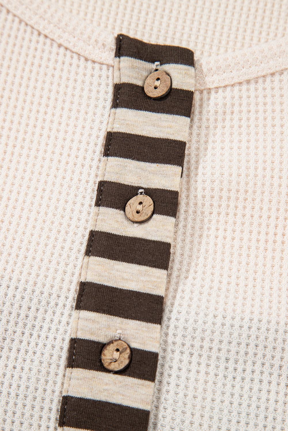 Parchment Plus Size Waffle Striped Plaid Patchwork Henley Pullover