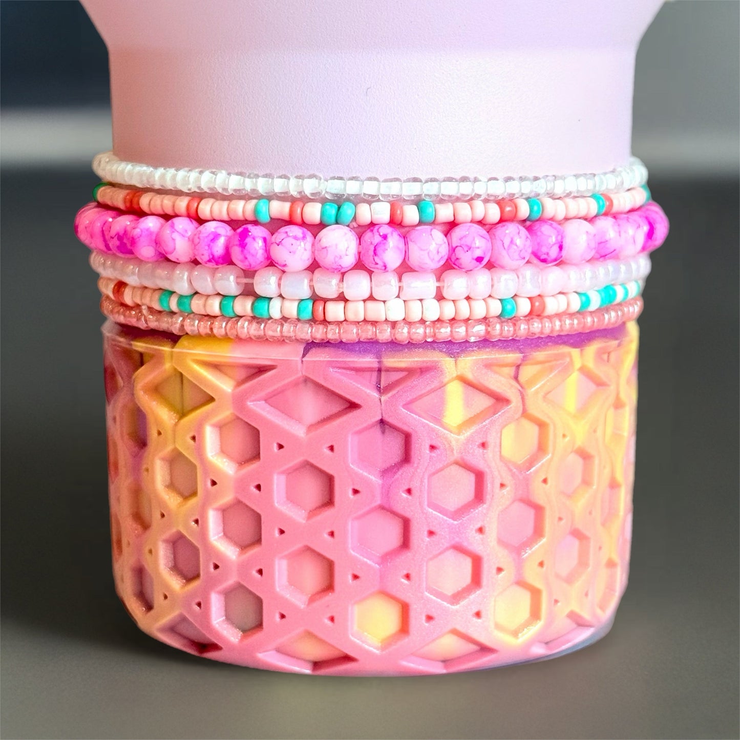 Pink Coral Coast Tumbler Bracelet Stack
