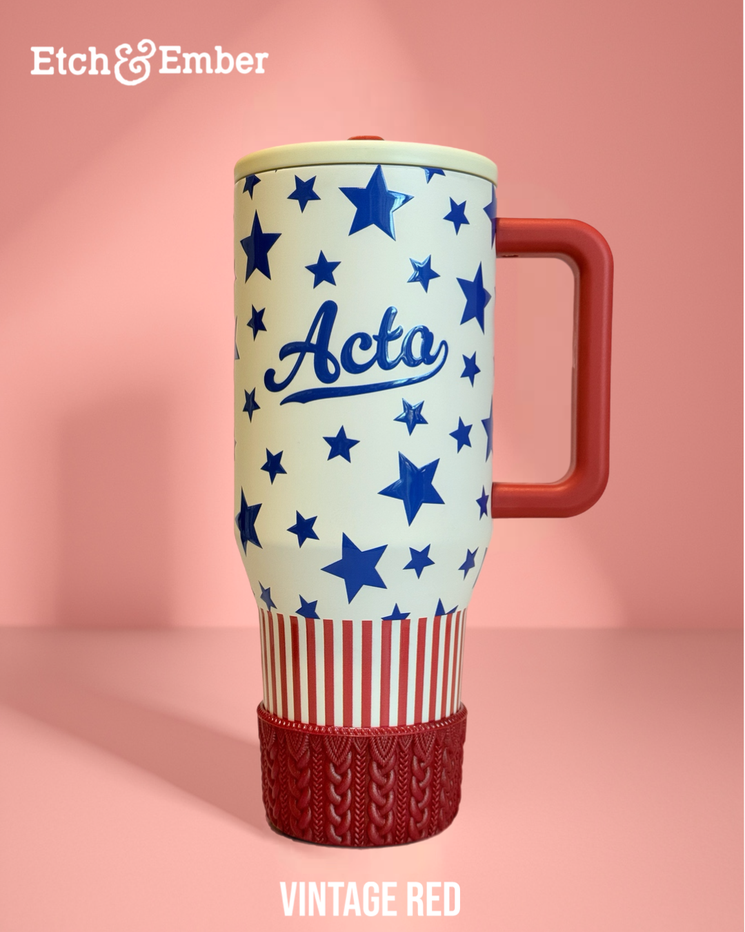 Vintage Red Macrame Tumbler Boot - fits 20-40oz