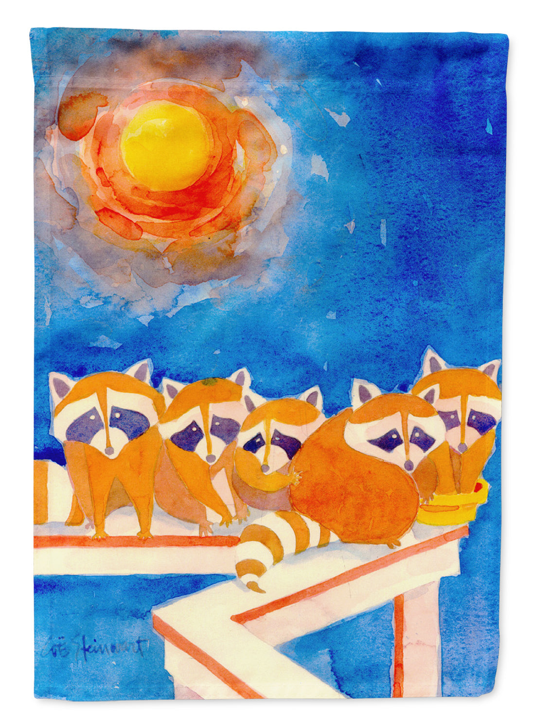 Raccoons on the porch  Garden Flag – Decorative Outdoor Yard Flag