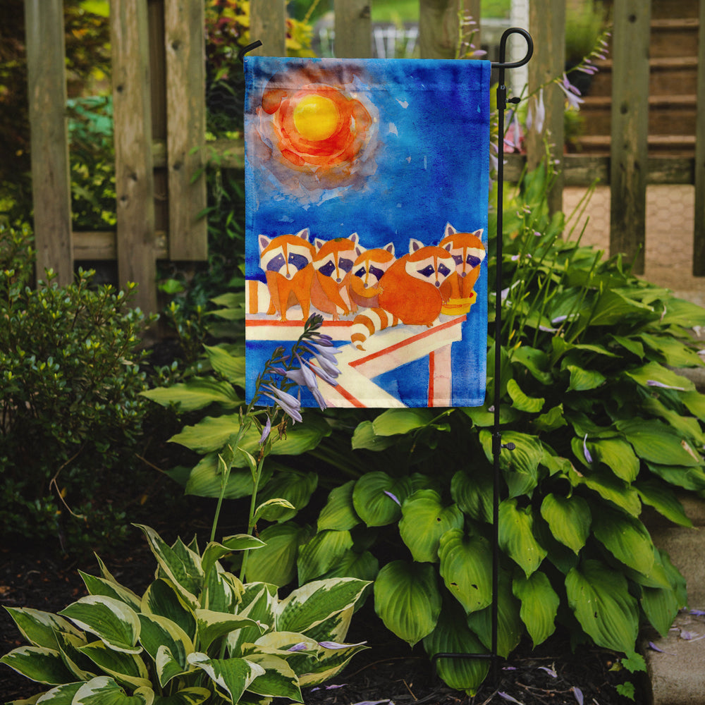 Raccoons on the porch  Garden Flag – Decorative Outdoor Yard Flag