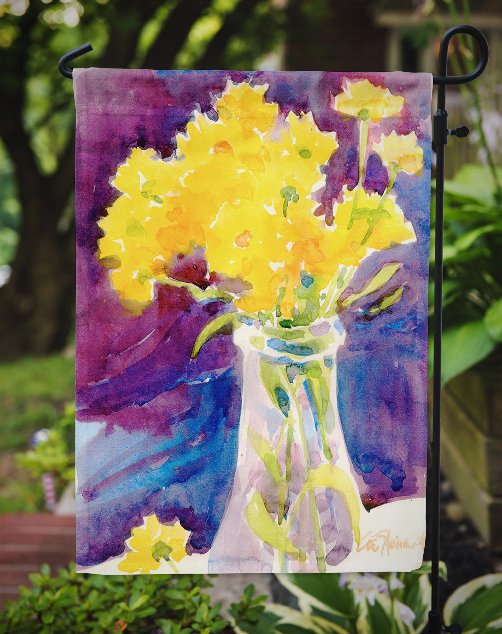 Yellow Flowers in a vase  Garden Flag – Decorative Outdoor Yard Flag