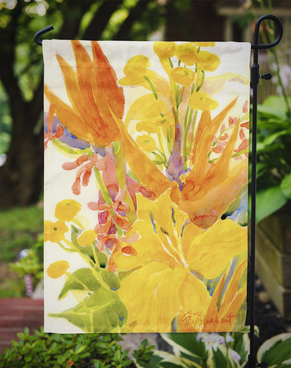 Flower - Bird of Paradise and Hibiscus  Garden Flag – Decorative Outdoor Yard Flag