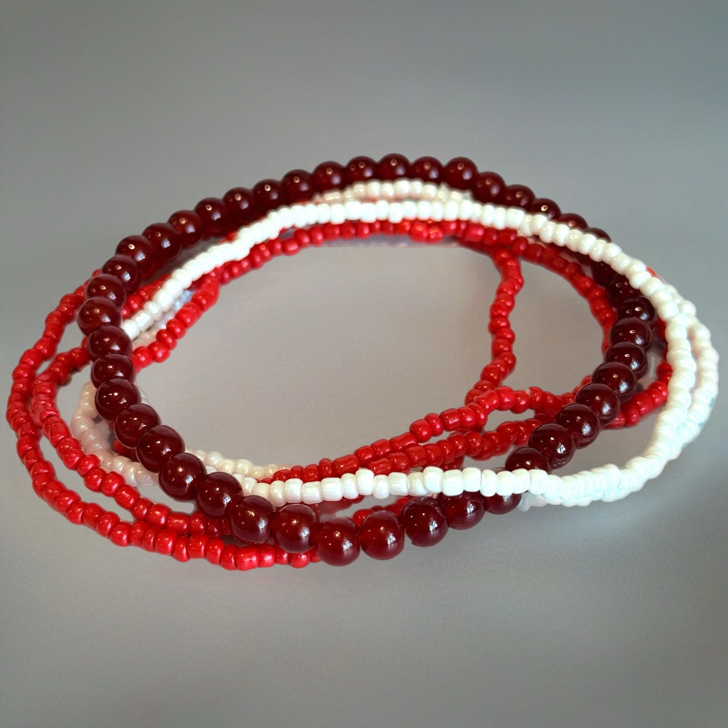 Red & White Tumbler Bracelet Stack