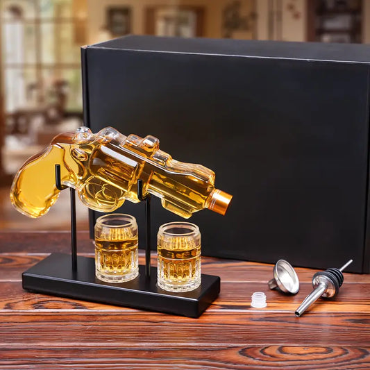 Classic Revolver Whiskey Decanter Set